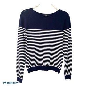 CHIC by Jacob Knit Stripe Navy/White Women Sweater